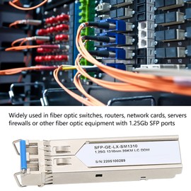 1.25Gb SFP GE LX SM1310 Optical Module, 1310nm Singlemode Dual Fiber SFP Transceiver, Up to 20Km, Support for DDM, for Fiber Switches, Routers, Network Cards, Servers, Firewalls