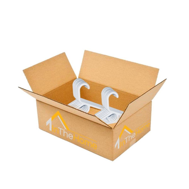 1InTheHome Heavy Duty White Hangers Tubular Plastic Hangers, Set of