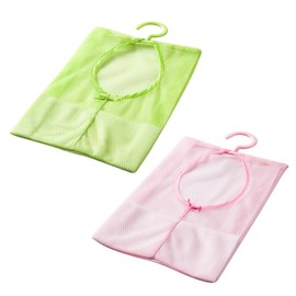 MAGICLULU 2pcs Mesh Clothespins Bag Clothes Drying Bag Bathroom Mesh Bag Mesh Bag with Hanger
