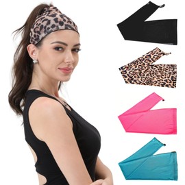 SUSISANG Hair Weave Sleeve for Locs, Stretchy Hairweave Sleeve for Locs with Elastic Band, 1 pcs Breathable Wig Cap Hair Accessory with Drawstring (Leopard)