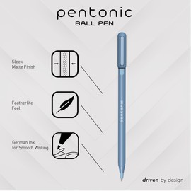 Pentonic Ballpoint Pens, 10 Count, Frosted Pale Blue Barrel with Blue Ink, 0.7 mm Fine Point, Smooth Writing For Journaling & Note Taking (PEN13085)