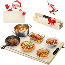 Food Warming Mat with Protective Table Mat, Graphene Fast Full-Surface Heating Mat, Electric Warming Tray with 6 Temperature and 6HoursTimer, Portable Rollable Food Warmer Perfect For Parties Buffet