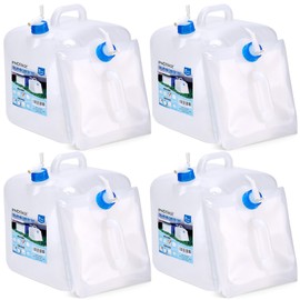 INNO STAGE 4 PACK Collapsible Water Container 5.3 Gallon with Spigot, Camping Water Storage Carrier Jug for Outdoors Hiking, Foldable Portable Water Canteen