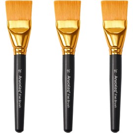 1 1/2 Inch Flat Paint Brushes 3Pcs - Large Acrylic, Oil & Watercolor Paint Brushes with Wooden Handle - Professional Artist Brush Set for Base Coating, Canvas, Crafts(3Pieces)