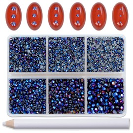 Bymitel Hotfix Crystal Rhinestones Round Gems for Crafts,Mixed 6 Sizes with Wax Pencil Kit, Amethyst AB 1.3-3.2mm(SS3-SS12/8000pcs)