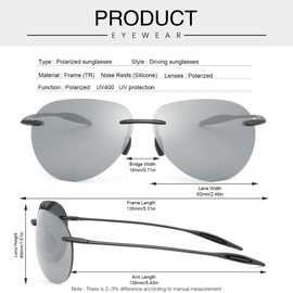 YIMI Mens Sunglasses Polarized Frameless z87 Safety Sun Glasses For Women UV400 Lightweight Anti-Glare Mirror Sunglasses (3046-Mirror-mercury)