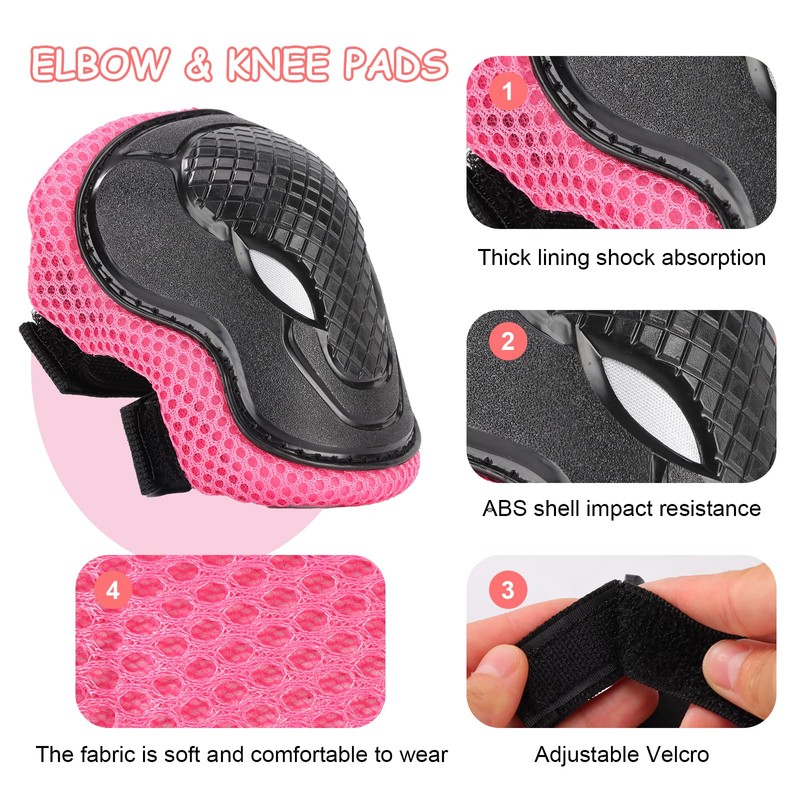 BURSUN Children's Knee Pads, Adjustable Knee Pads, Elbow Pads, Wrist