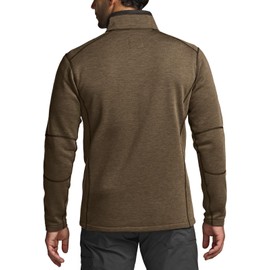 CQR Men's Thermal Fleece Quarter Zip Sweater, Outdoor Lightweight Long Sleeve Pullover, Casual Mock Neck Polo Sweaters, Crest Hazelnut, Small
