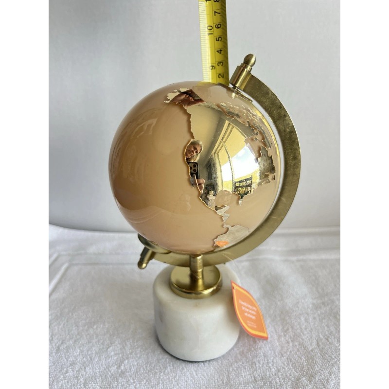 Globe NWT Glass Globe On Marble Alabaster Stand Mirrored Gold