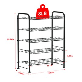 OYEAL Water Bottle Storage Rack 5 Tier Bottled Water Holder Organizer Freestanding Floor Beverage Soda Drink Stand Shelf for Kitchen Pantry Can Storage, Hold 30 Bottles, Black