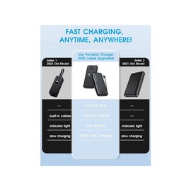 citicr Portable Charger, 12000mAh 22.5W Type C Fast Charging Power 12000mah, Black