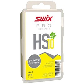 Swix HS10-6 - HIGH Speed Wax - HS10 Yellow - 32+ Degrees Fahrenheit - 60g Bar - Fluoro Free - Ski or Snowboard - FIS Approved