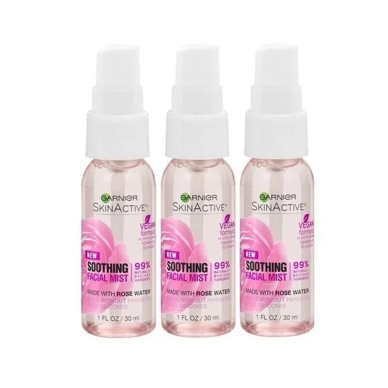 Garnier SkinActive Facial Mist Spray with Rose Water, 1oz. Travel