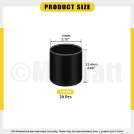 Mardatt 20Pcs 3/4"(19mm) Round Rubber Chair Leg Tips Caps, Furniture Leg Caps Chair Leg Floor Protectors Furniture Table Feet Cover Chair Leg Foot End Caps for Hardwood Floors, Black