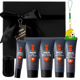 Kit Cuidado Facial Hombres 5 Piezas, Regalo Refrescante y No Graso  Rutina diaria completa de rápida absorción limpia, hidrata y controla el brillo...