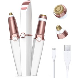 Depilación facial para mujeres, depiladora de cejas 2 en 1, depiladora eléctrica sin dolor, afeitadora impermeable recargable con luz LED integrada