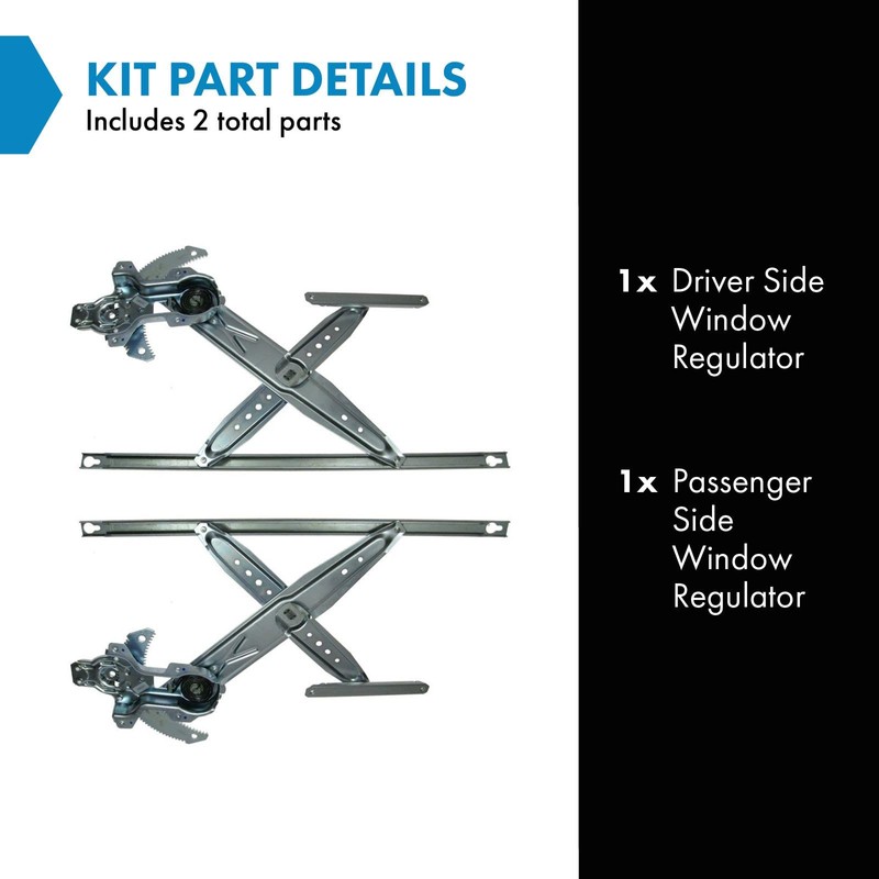 TRQ Driver & Passenger Side Power Window Regulator Set Compatible