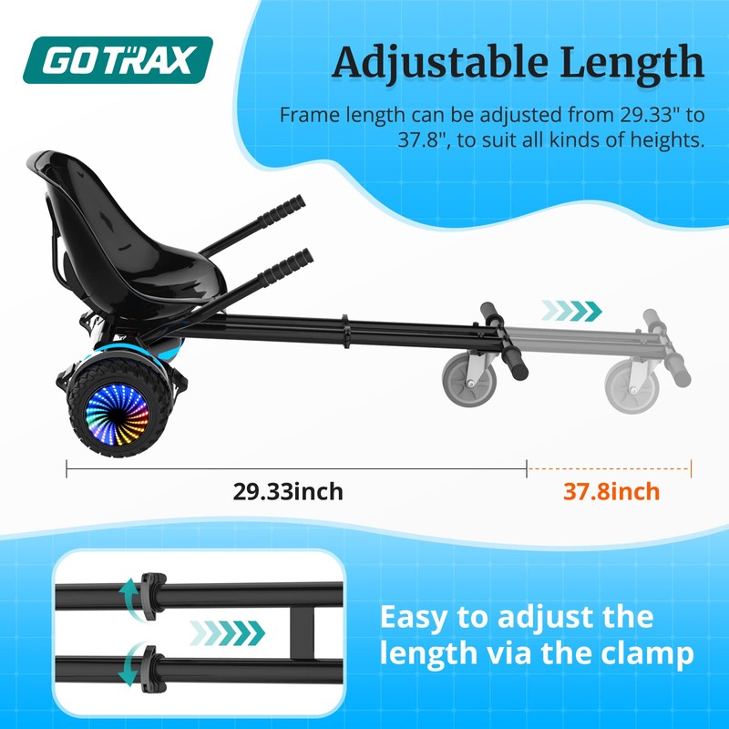 Gotrax Hoverboard Attachment with Rear Shock Absorption, Hoverboard Go Kart(BLA)