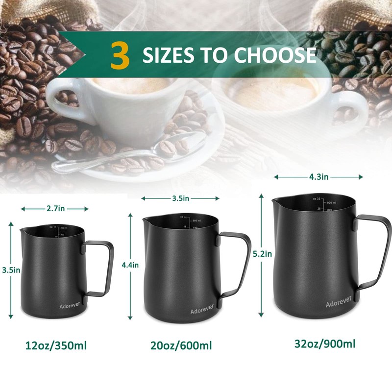 Milk Frothing Pitcher 600ml/20oz Steaming Pitchers Stainless Steel Milk Coffee
