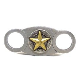 Cigar Cutters by Jim Custom Cigar Cutter, Self-Sharpening Double Guillotine Blades in Gift Box (Texas Star 2)