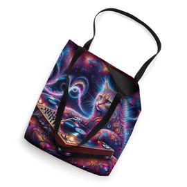 PLUR Rave Music Festival Essential Trippy Cat Wizard DJ Tote Bag