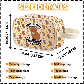 XYANFA Highland Cow Clear Makeup Bag Highland Cow Lover Gift Just a Girl Who Loves Highland Cows Travel Toiletry Bag Organizer Pouch Cosmetic Bag (Highland COW 2Tm)
