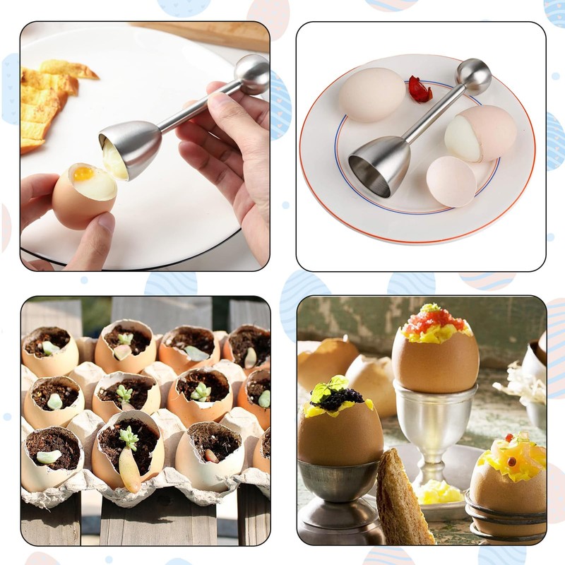 Pack of 2 Egg Toppers Stainless Steel and Egg Opener,