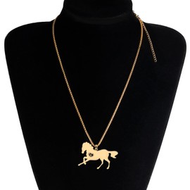 DALANE Stainless Steel Running Horse Necklace 18 K Gold-Plated Fashion Pendant Animals Jewellery Gifts for Women Girls Charms, Stainless Steel, No Gemstone