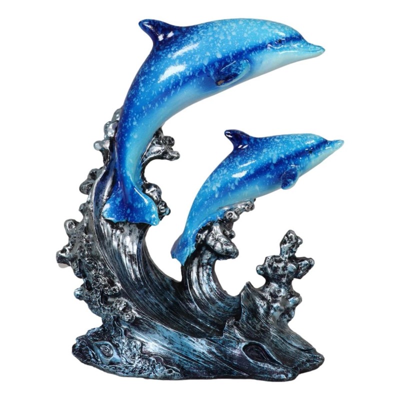 Nautical Marine Sea Ocean 2 Blue Dolphins Swimming Over Reef