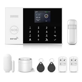 XNH 4G/WLAN Smart Home Security System, Home Alarm System with App, Pack of 8: Door and Window Sensors, Motion Sensors, Remote Controls, 120 dB Siren, Works with Alexa