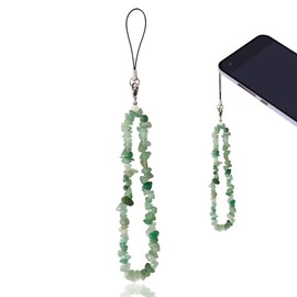 1 Pcs Beaded Phone Charm, Crystal Wrist Strap, Phone Lanyard Wrist Strap, Natural Gemstone Phone Charm, Anti-Lost Handmade Crystal Phone Chain Keychain (Mint Green)