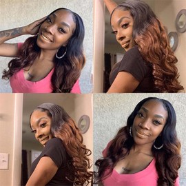 Biliisyff Ombre Human Hair Bundles Brown Body Wave Bundles Human Hair 1b/30 Bundles Two Tone Black And Color 30 Brown Bundles Human Hair Weave Extension for Black Women (22 24 26 Inch)