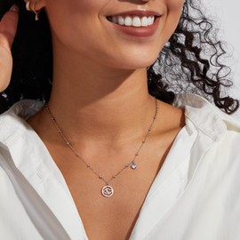 KissYan Silver Heart Pendant Necklaces for Women, Stainless Steel Women Choker Necklace Jewellery Gifts(Style 1)