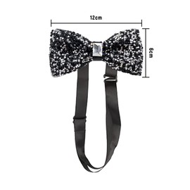 Lufdegim Sequin Rhinestone Bow Tie for Men Glitter Bow Tie Adjustable Pre-tied Bow Tie Glitter for Wedding, Carnival, Fancy Dress, Stag Night Dance Party Costume, black