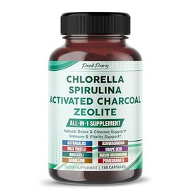 Ultra All-in-1 Chlorella, Spirulina, Activated Charcoal & Zeolite – Natural Detox, Immune & Vitality Support – Made in The USA – 150 Capsules