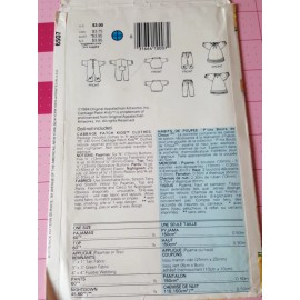 Butterick 6507 Cabbage Patch Kids Pajamas PJs Top Pants Nightgown 16" Doll UNCUT