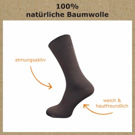 GAWILO Men's Basic Socks Made of 100% Pure Cotton (12 Pairs) | Thin & Breathable Cotton Socks without Pressing Seam, dark brown, 43 - 46