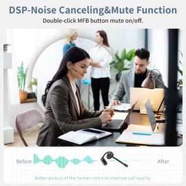 BANIGIPA Open Ear Headphones w/Detachable Boom Mic, Bluetooth 5.4 Headset w/Noise Canceling Microphone, True Wireless Earbuds w/Charging Case for Working, Lightweight & Mute, Multipoint Connection