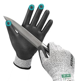 Kebada Cut Resistant Gloves, ANSI A2 Cutting Gloves, PU Coated Anti Cut Gloves C2, Touchscreen, Multi-Purpose, 1 Pair, X-Large