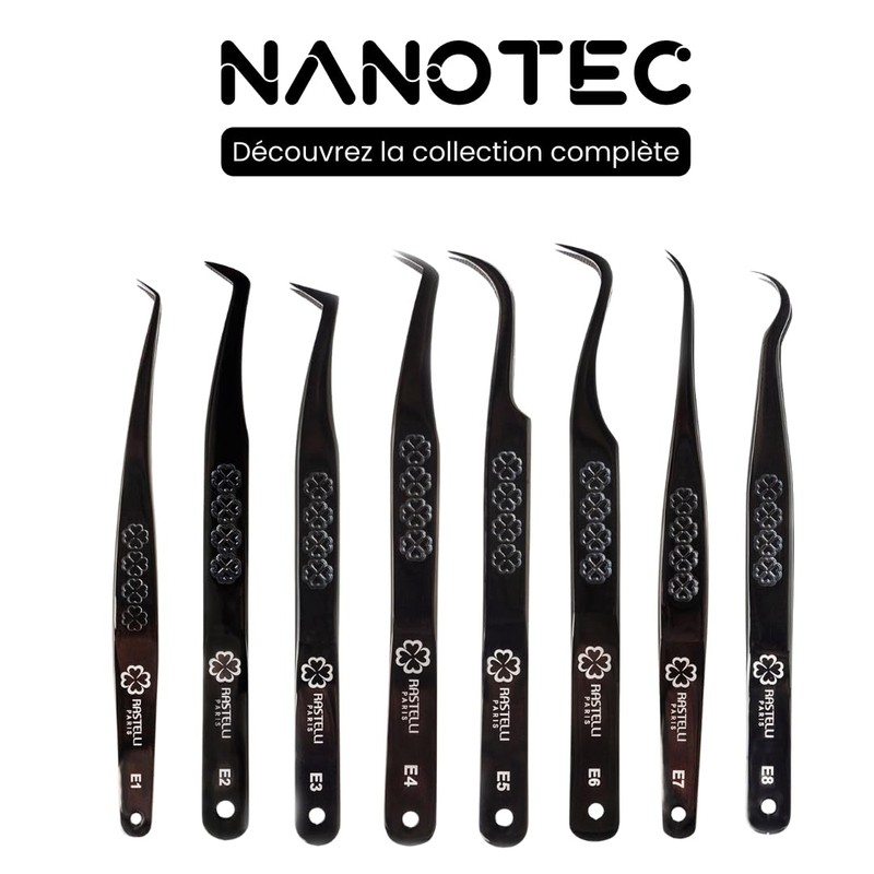 Nanotec Pinzette für Wimpern, japanischer Edelstahl, Premium-Qualität, russische Volumenzange E2