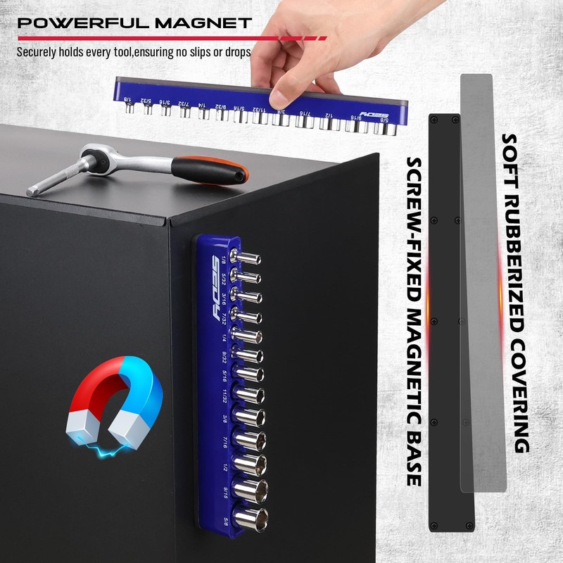2-Piece 1/4"-Drive SAE Magnetic Socket Organizer Set (Holds 26 Sockets)