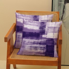 AEIOAE Purple Plum White Pillow Covers 18x18 Inch Set of 2,Abstract Art Throw Pillows Case,Modern Geometry Outdoor Decorative Square Linen Farmhouse Decor Cushion Covers for Home Sofa Bed Couch