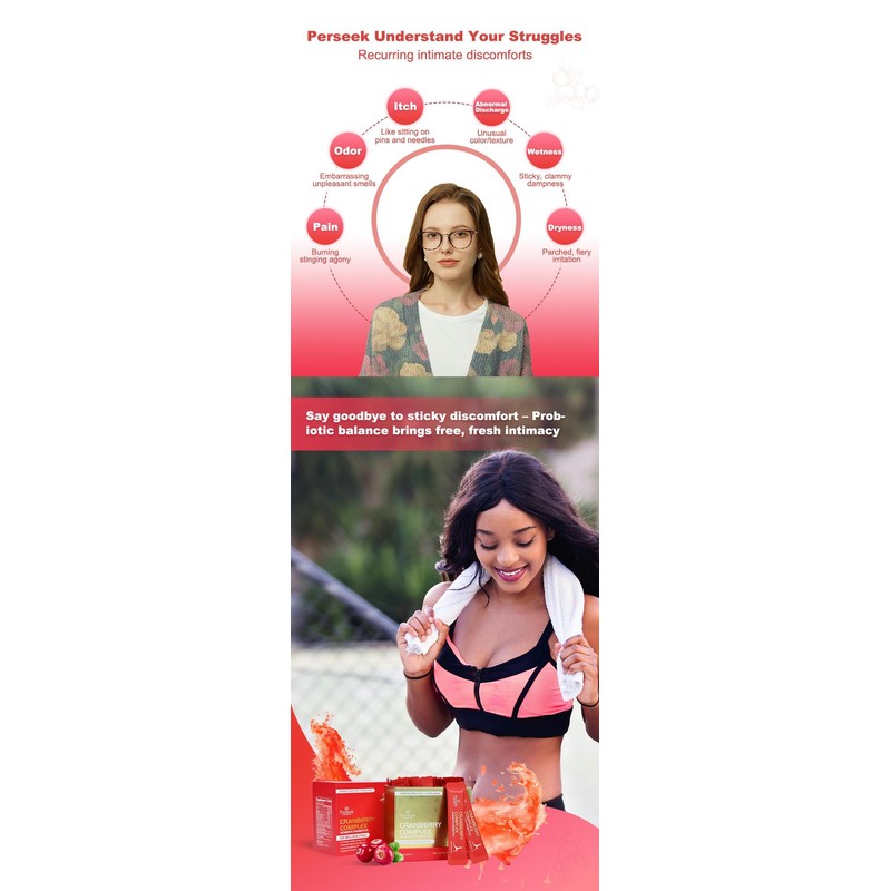 Perseek Women’s Probiotic 50B CFUs + Cranberry - Intimate, Urinary