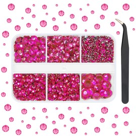 qiipii Rose Pink Resin Crystal Rhinestones for Bedazzling Crafting 2mm 3mm 4mm 5mm 6mm Light Hot Pink Flatback Stones Gems Diamonds Crystals for Nails Face Makeup Tumblers Crafts Clothes Crocs Shoes