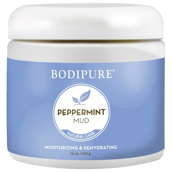 BODIPURE Peppermint Body Mud Mask for Body - Rich in Peppermint, and Botanical Extracts - Spa Quality, Skin Moisturizing, and Rehydrating Treatment, 16 Ounce