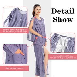 YingXue Post Surgery Pajamas for Women, Convenient for Patients after Surgery to Put On and Take Off (Purple)