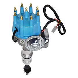 A-Team Performance - R2R Ready To Run - Complete Distributor Compatible with Ford Windsor V8 221, 260, 289, 302 Small Block SBF 289 302 Two-Wire Installation Blue Cap