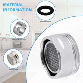 iFealClear 4 Pack Stainless Steel Faucet Aerator, Kitchen Sink Faucet Aerator Adapter with Brass Shell, 15/16 Inch/24 mm Male Thread Water-conserving Filter with Gasket for Bathroom, Chrome