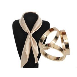 2PCS Women Girls Three Ring Fashion Scarf Clip Scarf Ring Buckle Modern Simple Triple Slide Jewelry Silk Scarf Clasp Clips Clothing Scarf Wrap Holder (Gold + Silver)