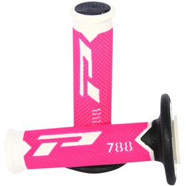 Progrip 788 Pa078800WFXN Progrip Motocross Handlebar Grips-White/Fluorescent Pink/Black